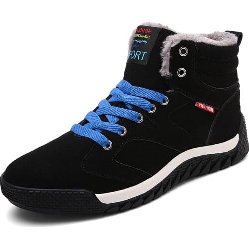 Brand Men Winter Snow Boots Waterproof Fur Sneakers Super Warm Mens Boots Outdoor Male Hiking Boots Work Shoes Size 39-48