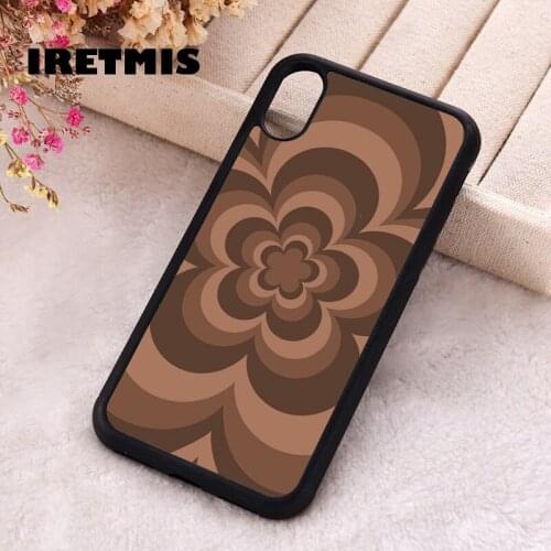 Iretmis 5 5S SE 2020 Phone Cover Case for iPhone 6 6S 7 8 Plus X Xs XR 11 12 Mini Pro Max Rubber Silicone Flower Love Brown