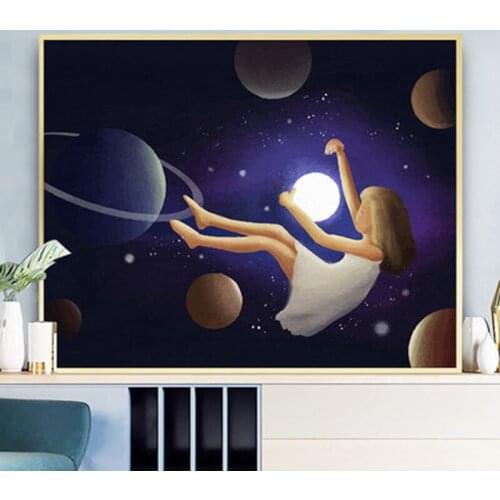DIY Painting By Numbers On Canvas Painting Kits For Kids Cartoon Girl 40x50cm Frameless Art Oil HandPainted Children Room