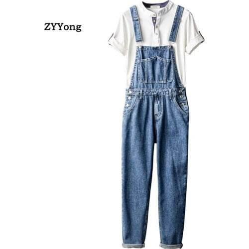 Fashion Men Jeans Bib Overalls Loose Large Size Light Blue Streetwear Hip Hop Denim Jumpsuits Trousers Leisure Freight Pants