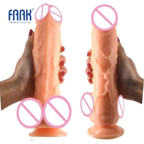FAAK Big dildo realistic penis artificial dick skin color suction sex toys for women masturbate erotic products discreet package