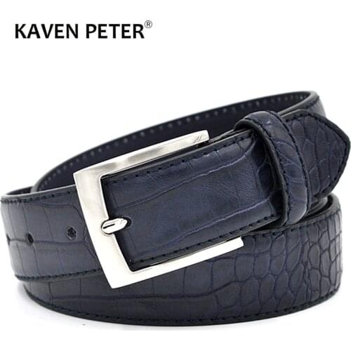 Men Faux Alligator Pattern Designer With Three Colour Choose Split Leather Lining Material Crocodile Belt Free Shipping