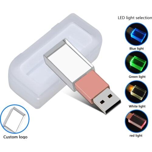 Crystal USB Pendrive USB 2.0 Flash Pen Drive Custom Logo Fashion Clef Usb Wedding Gift 4gb 8gb 16GB 32GB (over 10pcs Free Logo)