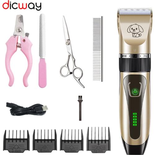 Dicway Pet Clipper Professional Grooming Rechargeable Pet Cat Hair Trimmer Kit Shaver Set Animals Hair Cutting Clippers For Dog