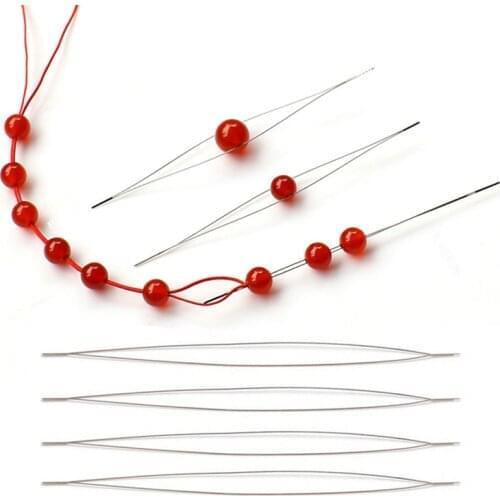 New Super Thin Curved Beading Metal Needles For Beads & Pearls Threading String Cord Easy Making Jewelry Tools & Equipments