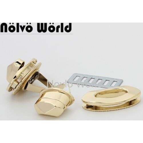 Nolvo World 2-10 pieces 37*21mm Light gold Lock for bag Purse Closure Turn Locks Round Locks