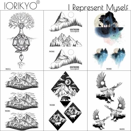 Fashion Mountain Pattern Egale Temporary Tattoos For Women Men Moon Small Arm Tattoos Stickers Tattoo Fake Tatoos Summer Style