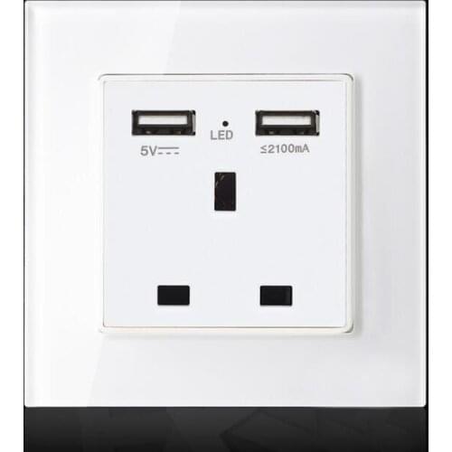13A 250V UK Standard Socket With USB Port 3000mA Wall Power Socket 1 USB Charger SHINELITE FREE SHIPPING