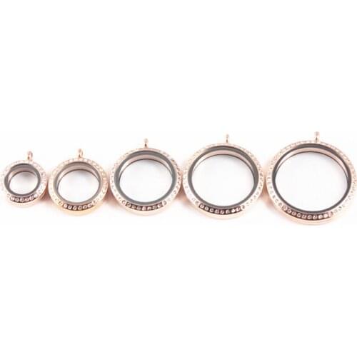 New Screw Stainless Steel Floating Locket Pendant With Rhinestone Living Memory Glass Locket Fathers Day Gift