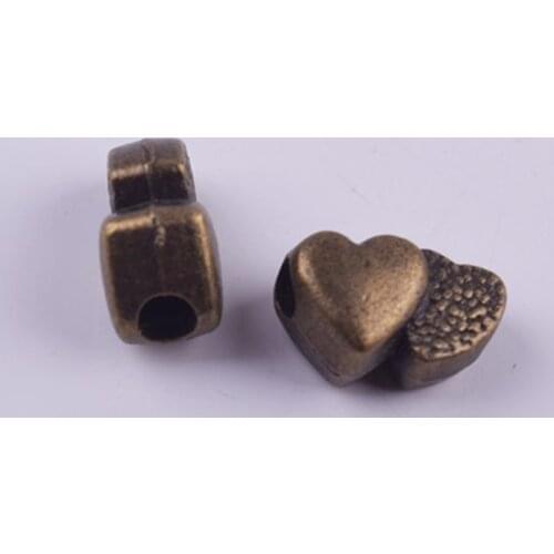 Wholesale Heart & Heart European Charms Zinc Alloy Antique Bronze Beads Spacer DIY Bracelets Findings For Jewelry 100pcs/lot