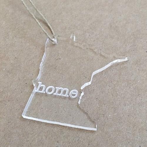 Minnesota Outline Ornament | Clear Acrylic Minnesota Love | Etched | Laser Cut