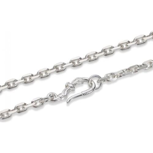 Real pure s925 silver Man and Woman necklace fashion car flower cross necklace 4mm retro long sweater chain new