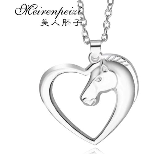 Horse In Heart Necklace Horse Jewelry Heart Love Pendant Necklace for Women Mom Lucky Gifts Animal Horse Necklaces