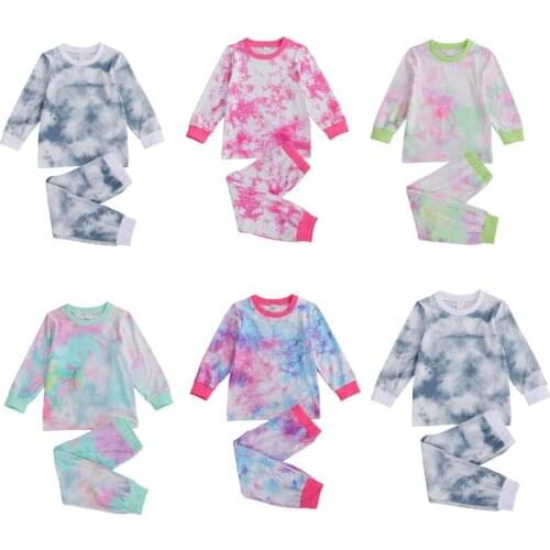 Autumn Children Kids Sleepwear Baby Pajamas Sets Baby Boys Tie-dye Print pyjamas Nightwear Girls Night Clothes Kids Clothing Set