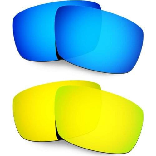 HKUCO For Spy Optic Logan Sunglasses Polarized Replacement Lenses 2 Pairs Blue & Gold