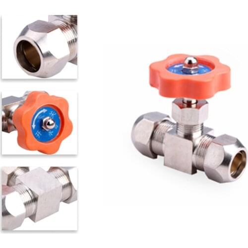 OD 6mm/8mm/10mm/12mm Durable Tube Nickel-Plated Brass Plug Needle Valve