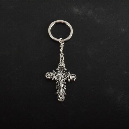 Religious Catholic church big cross key chain jewelry gift key chain orthodox cross key jesus buckle pendant held