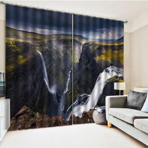 Natural scenery curtains waterfall curtains 3d curtains new window balcony thickened windshield blackout curtains