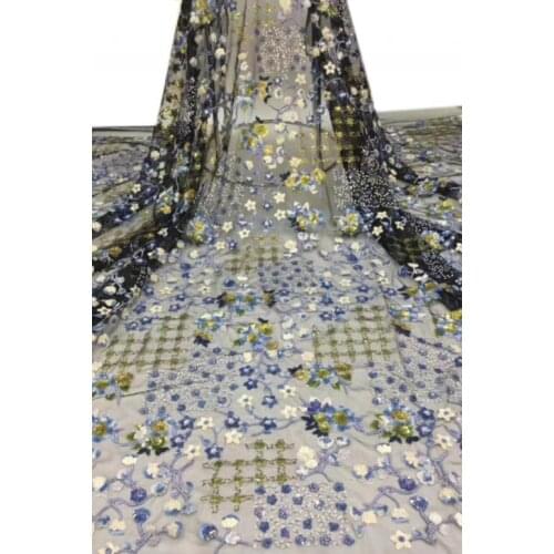 Special flower sequins embroidered African Tulle Lace Fabric SYJ-10611 for wedding dress