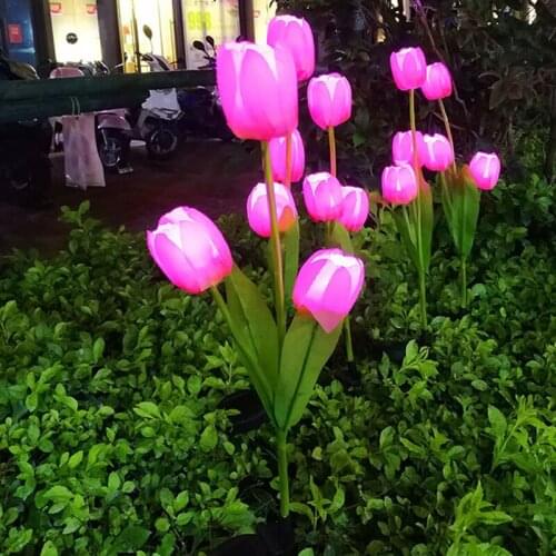 Solar Tulip Lawn Lights Solar Garden Light Outdoor Waterproof Community Garden Light Solar For Country House Decorative Light