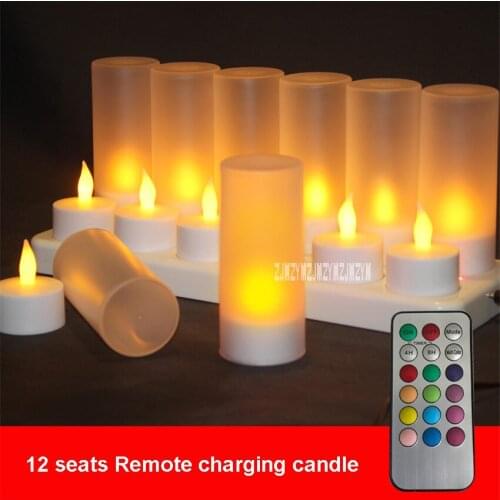 Creative Bar Decorations Rechargeable Remote Control LED Electronic Candle Light Romantic Party Small Night Light , Set of 12