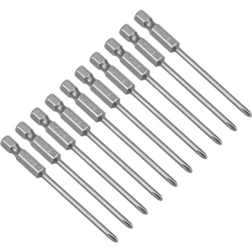 Uxcell 10Pcs 1/4-Inch Hex Shank 75mm Length Phillips 3PH1 Magnetic Screw Driver S2 Screwdriver Bits