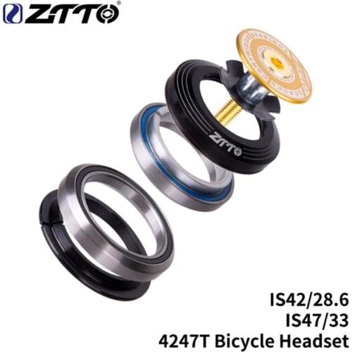 ZTTO Bicycle Bearing Headset 42mm 47mm 1 1/8"-1 1/4" 1.25 inch 33mm Tapered Tube fork IS42 IS47 Integrated Angular contact 4247T