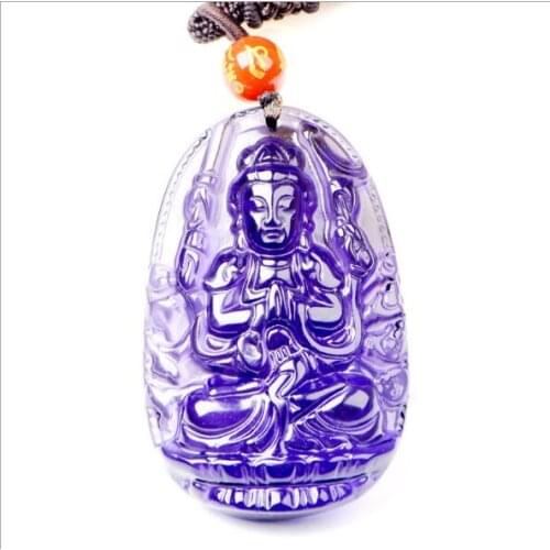 High Quality Natural Purple crystal Carved Buddha Lucky Amulet Pendant Necklace For Women Men pendants Jadee Jewelry