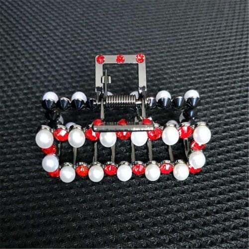 Pearl hair clip Wedding Hair Jewelry Geometric Hair Claws Ornaments Rhinestone Crystal Big Crab Clip For Women Hairwear Gifts