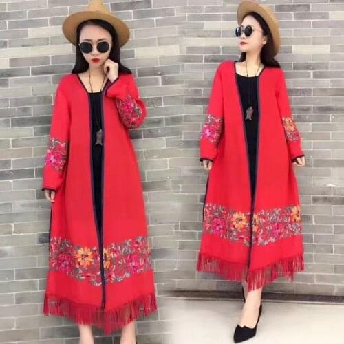 2021 Spring Autumn Jacket Womens Windbreaker Long Sleeve Windproof Embroidery Cardigan Casual Slim Long Female Costume Outwear