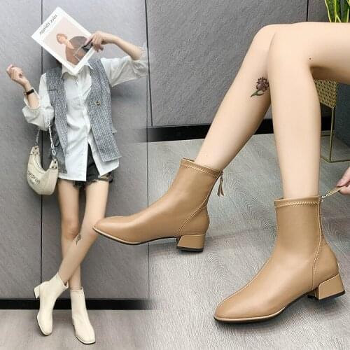 Autumn Winter Women Zipper Square Toe Boots Elastic Suede Woman Short Boots Cotton Ankle Boots Womens Botas Mujer 2020 New Drop