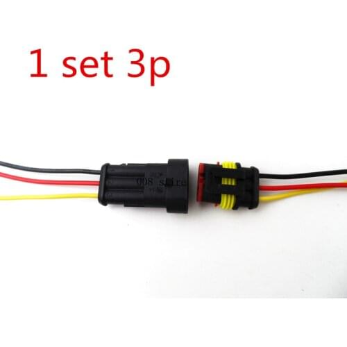 1set 3 Pin Way Sealed Waterproof Electrical Wire Connector Plug Set auto connectors with cable