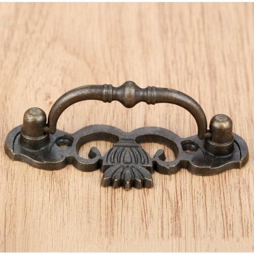 1Pcs Vintage Bronze Handle Pull Wooden Gift Box Furniture Handle Knobs Cabinet Knobs Handles Chinese Furniture Hardware 80*30mm