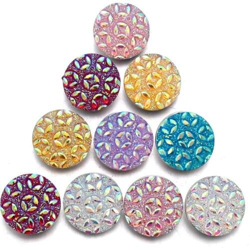 10pcs/lot DIY Resin Flower Snap Button Jewelry Mix Round 18MM 20MM Snap Buttons with Zinc Alloy Button for Snaps Bracelets