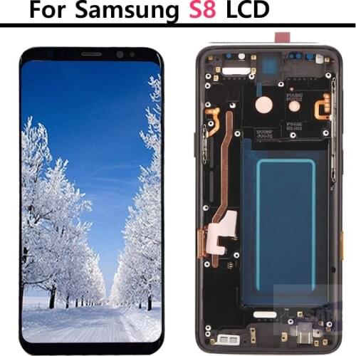 Original Burn-in Shadow lcd For Samsung Galaxy S8 G950 G950f Lcd With Frame display touch screen Digitizer Super AMOLED