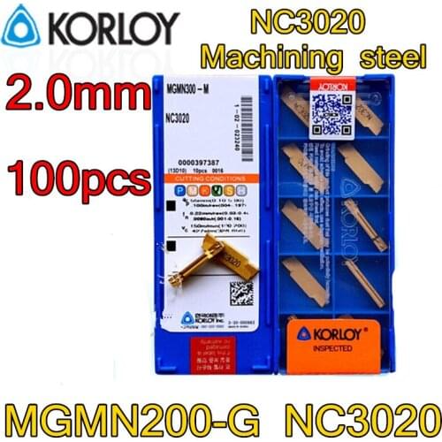 100pcs/set MGMN200-G NC3020 KORLOY CNC carbide insert NC3020 Processing steel CNC tools Free shipping