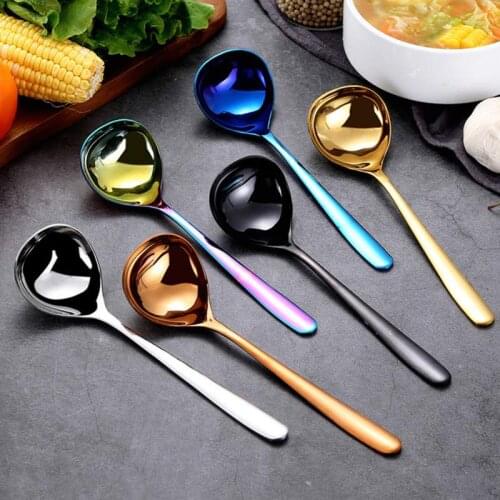 304 Stainless Steel Spoon Large Round Gold Rice Soup Spoon Kids Ice Cream Dessert Spoon Kitchen Dinner Tableware