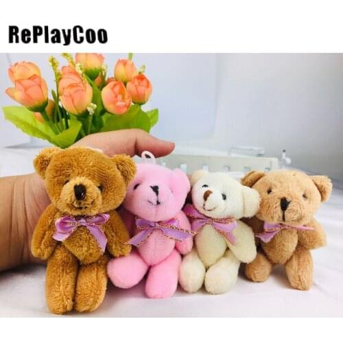 50/100PCSMini Teddy Bear Stuffed Plush Toys 8cm Small Bear Stuffed Toys pelucia Pendant Kids Birthday Gift Party Decor DMX008