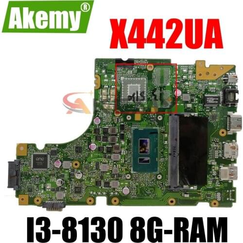 Akemy X442UA Laptop motherboard For Asus X442UQ X442UN X442UNR X442UF X442UR A480U X442U mainboard W/ I3-8130 8G-RAM