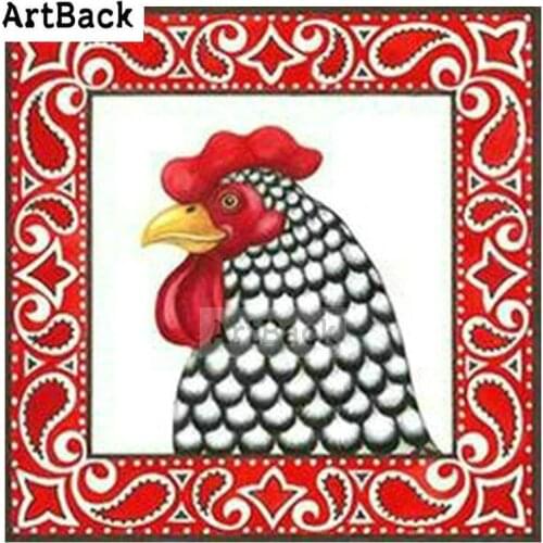 ArtBack full square drill diamond painting chicken sticker 5d full square drill mosaic 3d diamond embroidery decoration