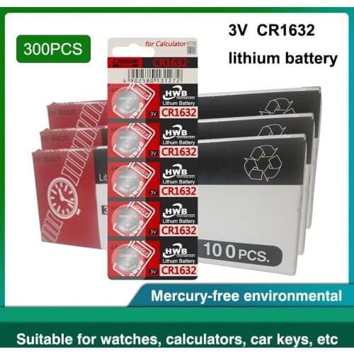 300Pcs/lot for Eaxell CR1632 1632 DL1632 3V Lithium Batteries Cell Button Coin Battery Calculator Toy Medical Device Batteries