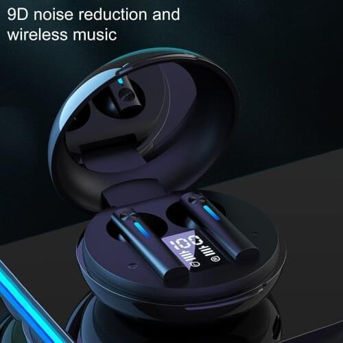 T15 Bluetooth Headset In-ear Stereo Earbud With Makeup mirror Digital Display Sports Gaming Headsets Wireless Headphone With Mic