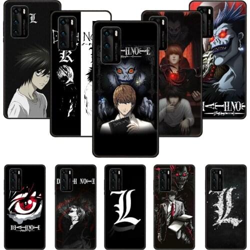 Phone Case For Huawei P20 P30 P40 P Smart Z + P10 Mate 30 10 20 Lite Pro Black Cover Etui Luxury Japan Anime Anime Death Note L