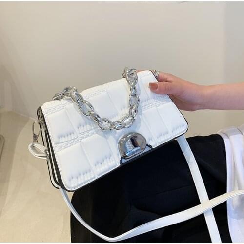Ladies Soft Leather Chain Crossbody Bags for Women 2021 Casual Concise Small Square Bag Ladies Shoulder Bags Summer Handbags