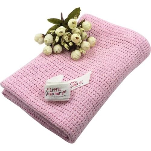 Baby Breathable Blanket Skin-Friendly Fabric Baby Newborn Soft Warm Cotton Solid Color Knitted Crochet Rectangle Blankets