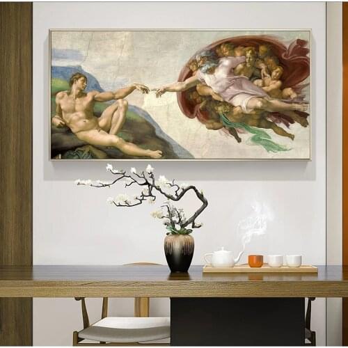 The Creation Of Adam By Michelangelo Canvas Paintings On the Wall Art Posters And Prints Famous Art Pictures For Living Room
