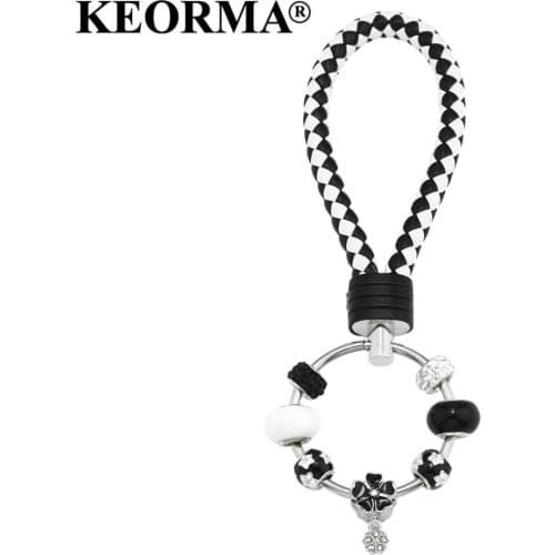 KEORMA 1PCS Fashion Keyring Handmade Men Women Key Chain Pendant High Quality PU Leather Keychain DIY Trinket YK021