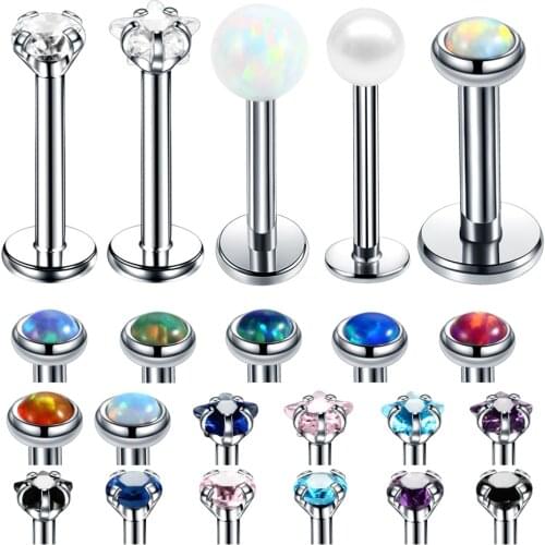 1PC 16G Steel Crystal Gem Labret Monore Ring Round Star Ear Piercing Stud Helix Tragus Rings Orelha Cartilagem Sexy Girl Jewelry