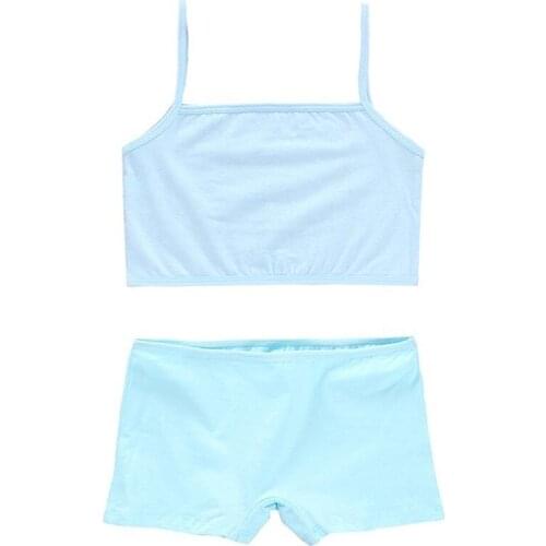 1set/lot Training Bras Set for Girls Teenage Underwear Set Cotton Underwears for Girls Bra for8-14Years