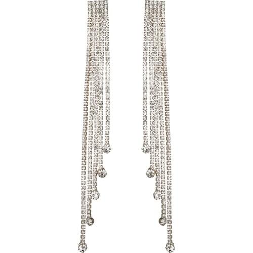 LOVBEAFAS Fashion Dangle Hanging Gem Stone Crystal Rhinestone Long Drop Earrings For Women Jewelry Gold Silver Color bijoux